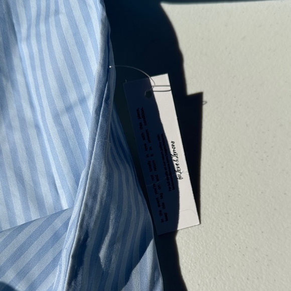 For Love And Lemons Blue Striped Shirt with Floral Pocket - Picture 6 of 7